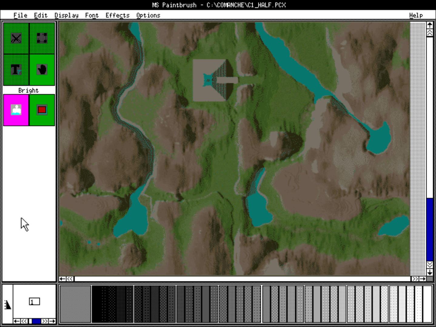 ZSoft PC Paintbrush opening the C1.DTA color map