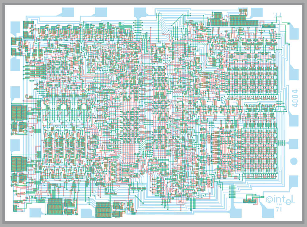 Intel 4004 chip layout