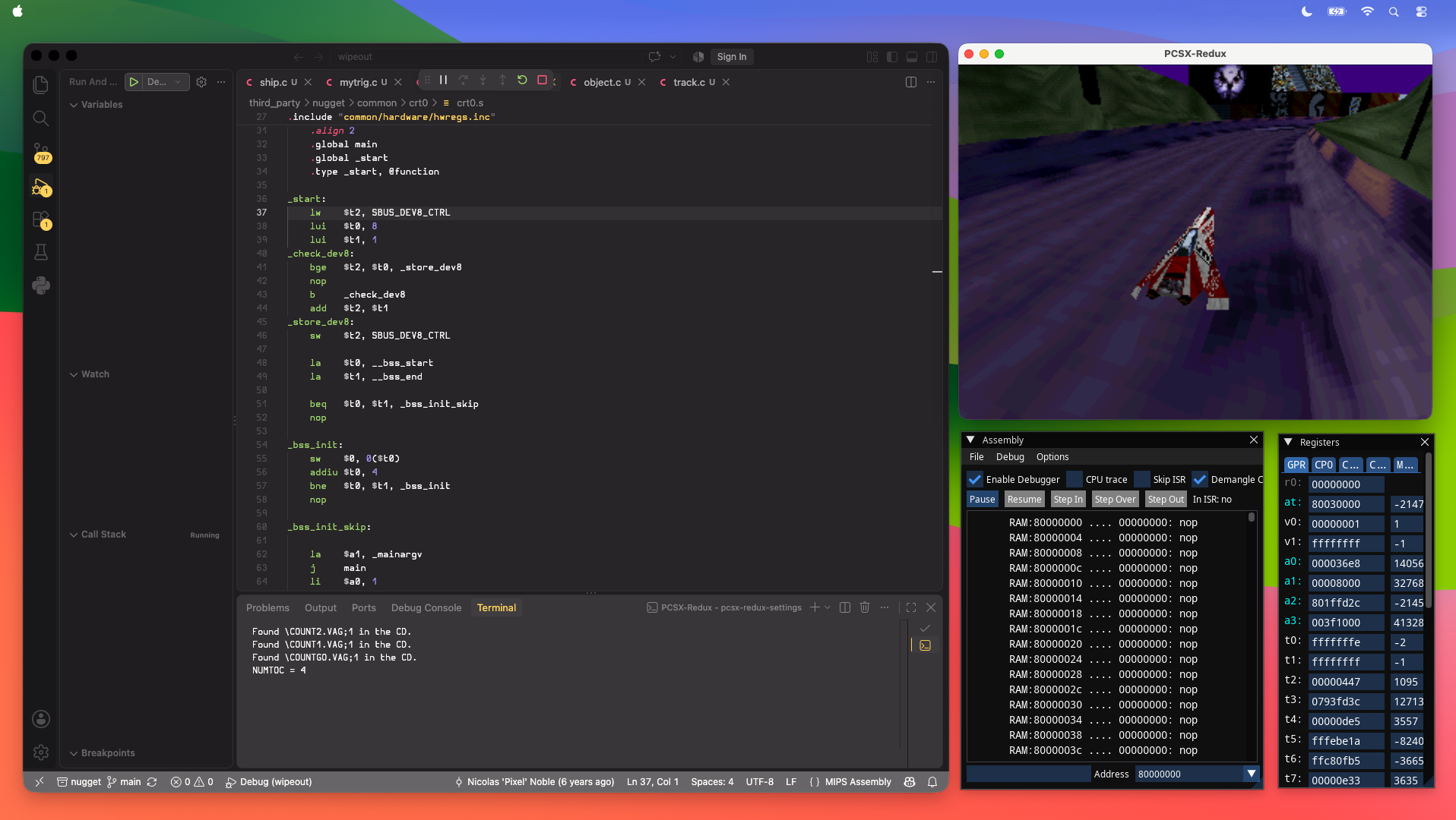 VSCode on macOS running the PlayStation SDK